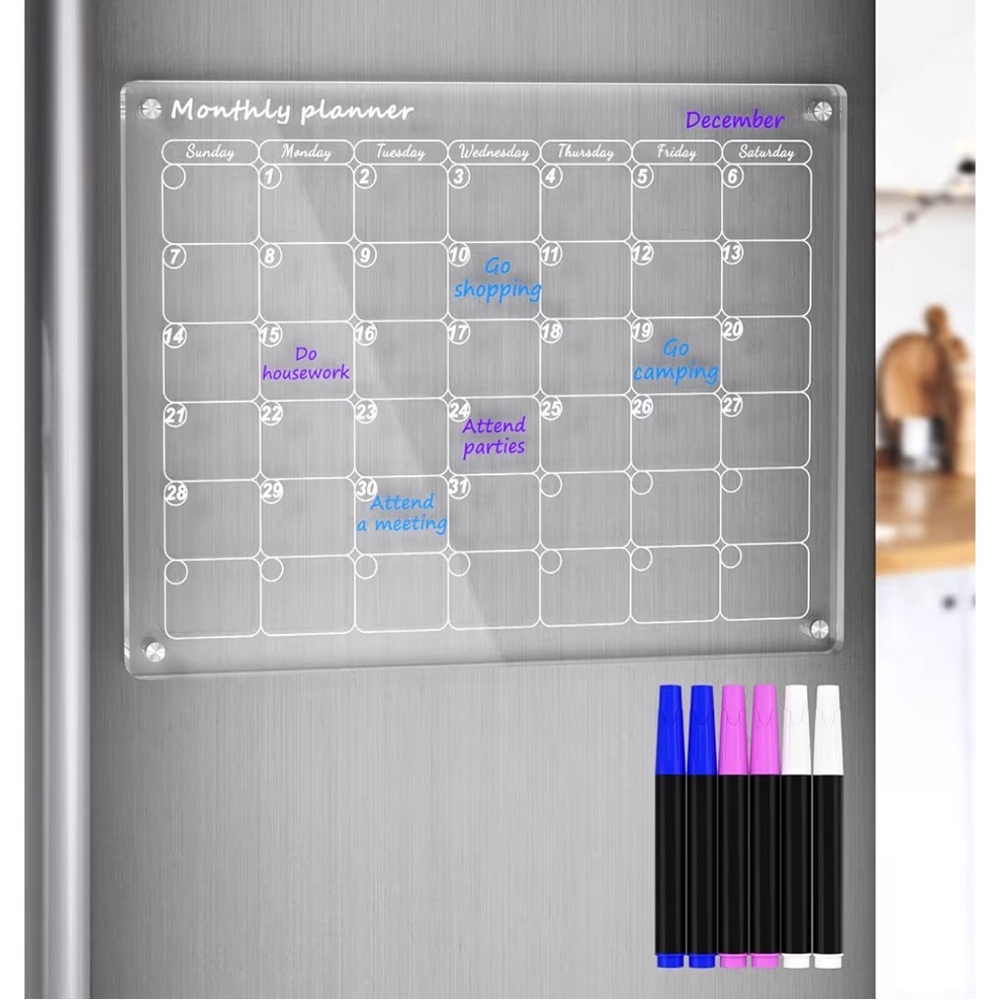 Magnetic Clear Monthly Planner with Markers